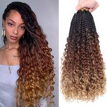 FULCRUM 12/14/18/24 Inch Boho Braided Wigs, Curly Ombre Synthetic Crochet Braiding Hair Extensions, Suitable For Women And Girls - Ombre - View 6