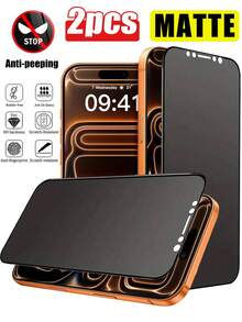 2片装磨砂隐私屏幕保护膜，兼容 17 Pro Max [6.9英寸]，防窥、防眩光、防指纹，兼容手机壳，易于安装，无气泡，触感顺滑。兼容 17 Pro Max/17 Pro/17 Air/16/15/14 Plus/13 Mini/12/11系列，屏幕保护必备品，适用于日常、办公、家庭使用。防水、防震、防摔、防刮擦。 - 黑色 - 查看 12