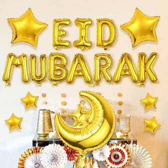 18 st Ramadan-stjärnfolieballongset, inkluderar 16" bokstavsballonger och Ramadanballonger och stjärnballonger, lämplig för Ramadan-dekoration, Ramadan-temafestdekorationer, födelsedagsfest, Eid Mubarak, Ramadan Kareem-helgdekorationer