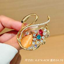 yijiangbeiting 1pc Vintage European Style Swan Crystal Brooch Pins, Unique Design Women Animal Lapel Pin, Versatile Fashion Accessory - Multicolor - View 19