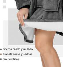 Hombre Y Mujer Sudadera Cobija con Capucha,Manta con Capucha Y Bolsillos Grandes,Súper Suave Y Acogedora para Adultos,Talla Única. - gris - Ver 4