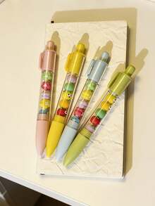 2pcs Cute Cartoon Ballpoint Pens, Fashion High-Quality Quick-Drying Ballpoint Pens, Pressing Design, Smooth Ink Flow, Comfortable Grip, 0.5mm Black Ink, Suitable For Notebooks, Exams, Office Supplies And Student Gifts, Essential For Back To School Season - Multicolor - View 5