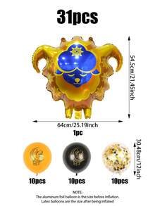 31pcs/Set Ramadan Balloon Set, Includes Eid Al-Fitr Sheep Foil Balloon, Yellow Latex Balloons, Black & Gold Glitter Balloons, Suitable For Ramadan Theme Party Decorations, Eid Mubarak, Ramadan, Eid Al-Fitr Home Decor, Ramadan Celebration Party, Ramadan Kareem, Ramadan Mubarak - Multicolor - View 7