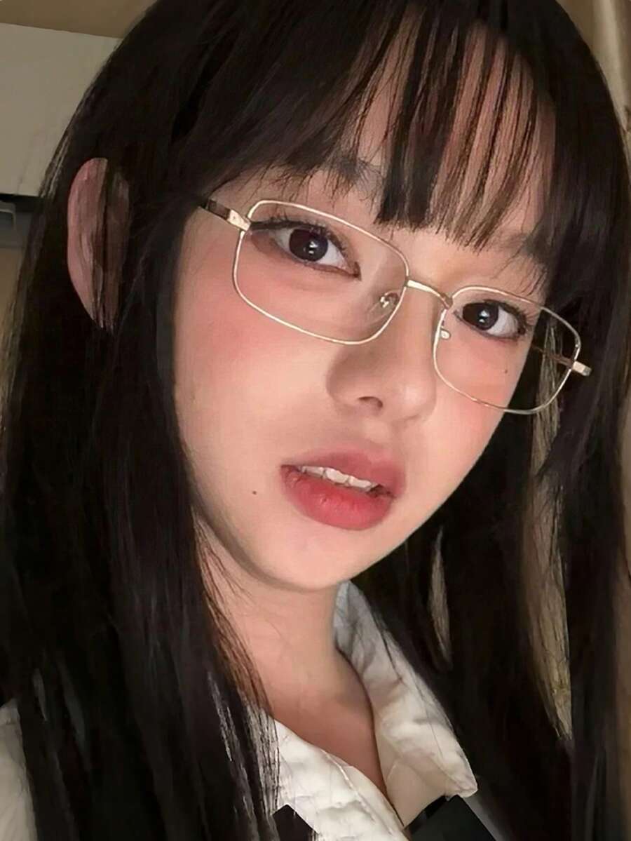 复古小框 Y2K 无度数眼镜，男女通用金属全框装饰眼镜，休闲日常佩戴