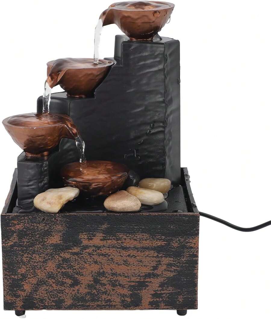 GOWENIC Fuente de Agua de Mesa con Luz LED, Fuente de Agua de Mesa, Adornos de Agua Corriente Feng Shui Que Atraen la Riqueza, Manualidades Alimentadas por USB para la Sala de Estar del - 1 - Ver 1