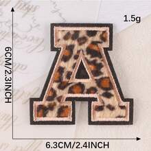 A-Z English Letter Patches, Leopard Print Embroidered Iron-On Stickers, Suitable For Clothing, DIY Name Apparel - Leopard - View 19