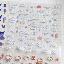 Sanrio 三丽鸥 4/8 片装卡通 Hello Kitty 家居系列贴纸，酷洛米猫咪贴纸，女孩爱心防水 Gukagu 手账装饰贴纸（不重复），手账高档材质小贴纸 - DIY 玩具贴纸，多用途贴纸
