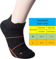 Calcetines de compresión para correr y hacer senderismo de corte bajo, a prueba de ampollas, resistentes al sudor y al olor, acolchados para hombres de Pauboland - Paquete de 5 negro - Ver 3