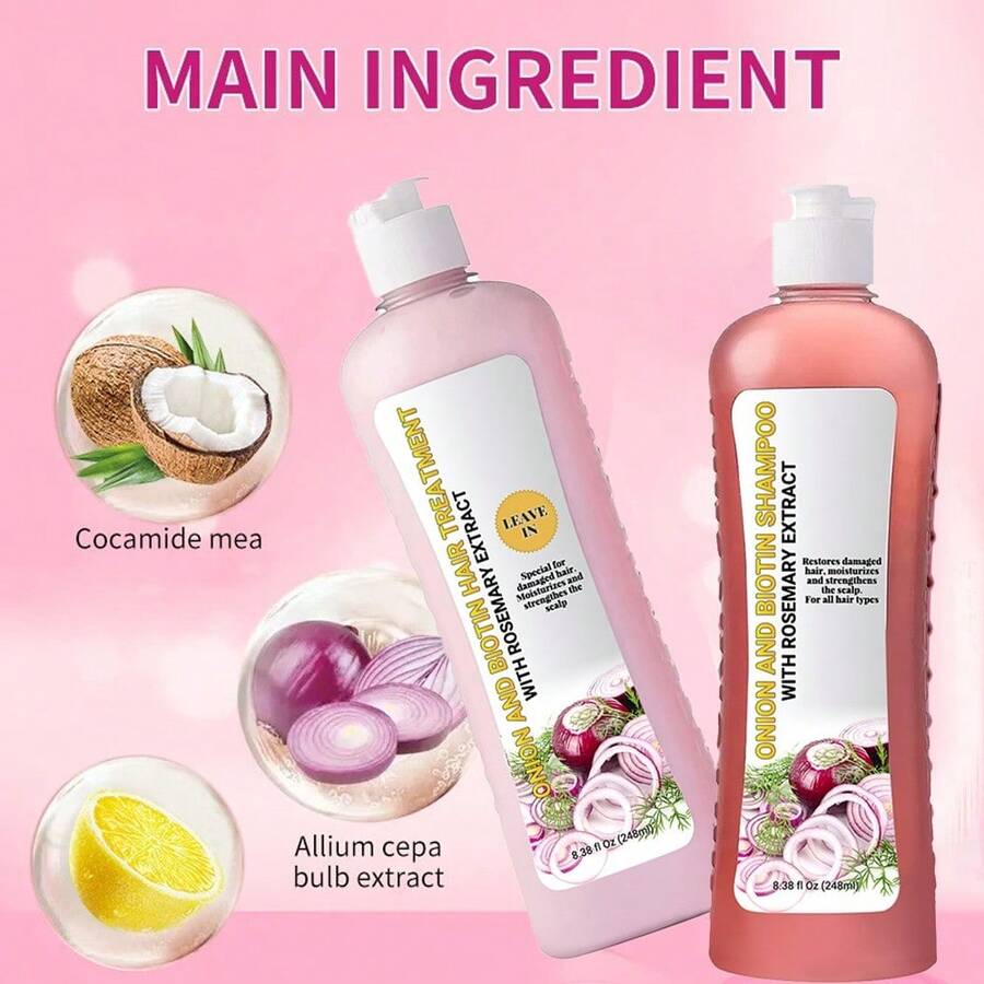 Onion Shampoo And Hair Care Set, Enhances Hair Quality, Making Hair Thicker, Longer, And Stronger - Soft And Shiny, Prevents Hair Loss And Thinning, Free Of Parabens And Silicone - 彩色 - 查看 1