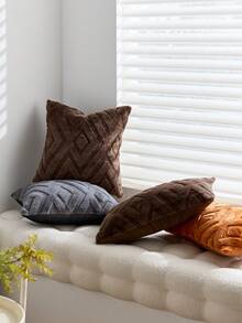 1个/2个波西米亚深灰色压纹装饰枕套(不含枕芯),双面荷兰亚麻面料,方形靠垫套,节日家居装饰枕,柔软天鹅绒面料,现代沙发、卧室、宿舍装饰 - 深灰色 - 查看 9