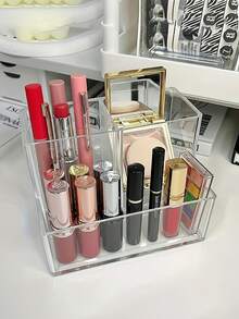 1/3/5 Pcs Acrylic Multi-Functional Stationery/Cosmetic/Tool Storage Box, Square/Round Plastic Desktop Organizer Box, Back To School/Graduation Stationery Organizer, Pen Holder, Makeup Brush Holder, Student Gift, Independent Study Motivation,Pencil Case,Bag - Multicolor - View 8