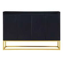Modern Minimalist Sideboard, 4-Door Handleless Buffet For Dining Room, Living Room, Kitchen (White) - 黑色 - 查看 5