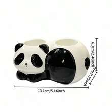 1pc Cute Panda Shaped Ceramic Toothbrush & Toothpaste Holder, Bathroom Vanity Organizer Stand For Home, Toilet - Multicolor - View 4