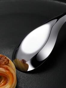 1pc Stainless Steel Thickened Spoon, New Chinese Style Deep Flat Bottom Spoon, Adult Dining Soup Spoon, Children Serving Spoon