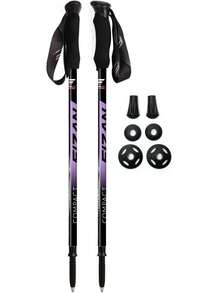 3 Trekking Poles – 5.6 Oz Ultralight, Backpacking, Thru Hiking Poles, Adjustable, Collapsible, Customized Fit, EVA Grips, Aluminum Walking Sticks (Compact 3) - Purple - View 6