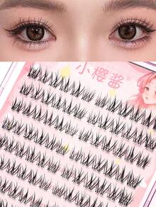 140/120/100/80Clustered Segmented False Eyelashes C Curl, Handmade Woven False Eyelashes, Single Cluster Eyelashes,10-13mm Size, Reusable, Natural Soft, Long-Lasting Effect, Korean False Eyelashes, Gift, Suitable For Women And Girls, Large Volume Segmented False Eyelash Clusters, Eyelash Clusters, Single Eyelashes, False Eyelashes - 黑色 - 查看 18