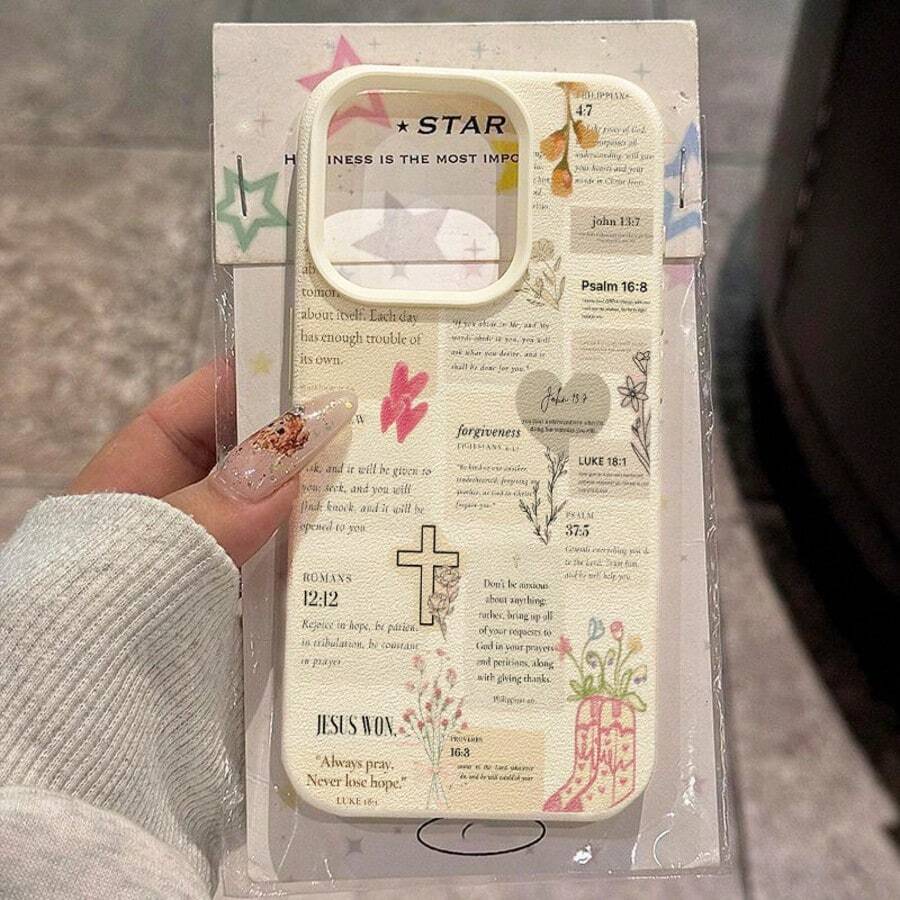 1 buah Casing Ponsel Motif Ayat Alkitab Vintage Bahan TPU, Kompatibel dengan iPhone 17 Pro Max/17/16 Pro Max/15/13/12/11, S20 FE/A15/S24/A55, Kompatibel dengan Redmi Note 11/12/13 Pro, Pelindung Ponsel Lembut Anti Jatuh Cakupan Penuh, Versi Internasional, Bukan Versi Domestik - Putih - View 1