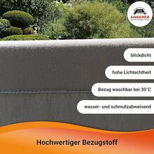 A+ Wandregal 178 x 82 cm, Sicht- und Sonnenschutz, Raumteiler, für drinnen und draußen, Büro, Balkon/Terrasse, Schlafzimmer, Garten, hergestellt in Deutschland, waschbare Bezüge, hellgraues Polyacryl