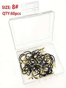 60 pièces Hameçons en acier au tungstène noir et or avec barbes, convenant pour la capture de la carpe, de la perche, de la carpe, accessoires de pêche - Noir - Voir 10