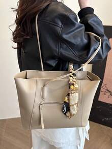 Túi Tote Thời Trang Đa Năng Phong Cách Tối Giản Cho Nữ - Màu Khaki - Xem 4