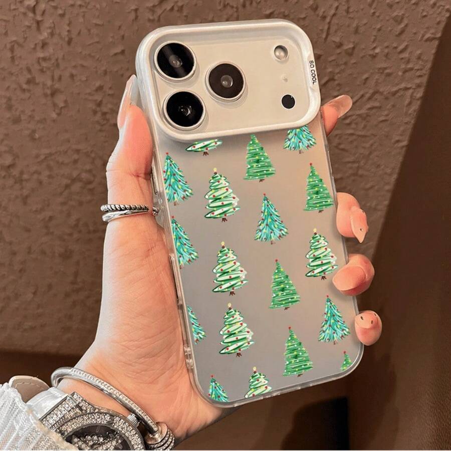 A Christmas And Thanksgiving gift, Colored Silvery Printed Phone Case, for case, Suitable for Models 17, 16, 15, 14, 13, 12, 11, Plus Pro Max, Suitable As Birthday Gift, Girlfriend, Boyfriend Or Self-Use ABCD - Blanco - Ver 1