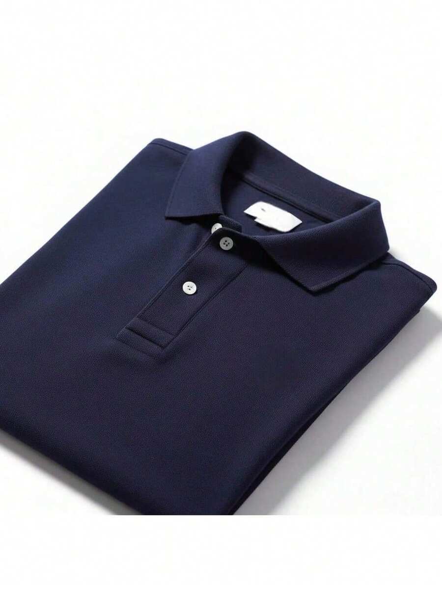 Men's Comfortable Cool Cotton Polo Shirt - 藏蓝色 - 查看 1