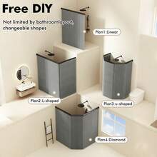 Foldable Shower Rod Shower Curtain Wall Mounted 5 Folding Bathroom Rod Multi-Angle Bending Telescopic Space Saving Bathroom Bath Set - Màu xám đen - Xem 2