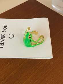 1pc Novelty Frog Decorated Open Ring, Suitable For Women's Daily Wear - Frog - View 5
