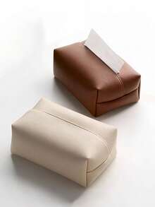 超大号PU皮革长方形纸巾盒套，底部带绑带，防水，适用于厨房、浴室，现代装饰餐巾纸分配器，一次性纸巾盒，纸巾盒架，适用于书桌、梳妆台、床头柜、客厅、酒店、办公室、书桌、汽车等家居空间。 - 1pc - 查看 8