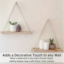 1pc/2pcs Minimalist Macrame Wall Hangings Art Decorations Gift, Vintage Wooden Hanging Floating Shelves For Wall, Bohemian Rustic Wood Farmhouse Rope Shelfs For Plant,Boho Fabric Woven Storage Racks Board Tapestry Hanging Book Photo Shelf Organiser Design Hanging Decoration For Home Decoration - Multicolor - View 3