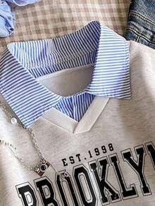 Young Girls Letter Print Warm 2 In 1 Sweatshirt