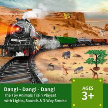Model Train Set, Remote Control Train Toys With 3Way Smoke Locomotive, 5 Train Cars, Luxury Track Kit, Authentic Train Sounds & Lights, Rechargeable Battery, Top Present For Train Lovers - Black - View 5