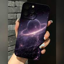 2026 nueva funda de teléfono esmerilada, funda de teléfono con impresión de galaxia y planeta para iPhone 17 14 13 12 11 Pro Max, funda de protección para teléfono  Galaxy S23 S22 S21 Ultra, regalo de funda de pareja para novio y novia, presente de vacaciones - Negro - Ver 2