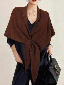 1pc Minimalist High-Quality Wool Blend Solid Color Triangle Scarf, Women Fashion Versatile Triangle Shawl Wrap, Neck Warmer - Multicolor - View 13