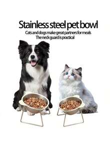 304Stainless Steel Cat And Dog Feeding And Water Bowl - Adjustable Height, Overflow-Proof Wide Base, Easy-To-Clean Design, Rust-Resistant And Durable Structure, Suitable For Indoor/Outdoor Use - Cleaning Cat Feeding Station, Modern Pet Accessories, Easy-To-Clean Materials - 420ml - View 5