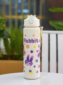 1个750毫升/26盎司可爱卡通兔猫图案吸管水瓶，轻便易携，适合露营、跑步、日常使用、节日和生日礼物 - 彩色 - 查看 14
