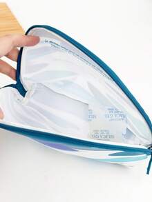 Biotherm Bolsa de maquillaje blanca y azul con letras/Bolsa de maquillaje azul marino para hombres con patrón de olas - Bolsa de maquillaje con estampado de camuflaje oceánico - Ver 7