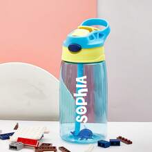 16oz/480ml Personalized Name Water Bottle For Kids, Stainless Steel 12oz/350ml Leakproof Bottle, Unicorn Space Themes, Straw Cap & Name Band Included, Back To School - Style 1 - View 26
