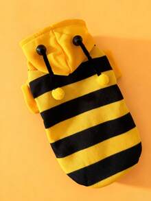 1件条纹蜜蜂图案卫衣，秋冬季保暖卫衣，适合小型宠物兔，可爱蜜蜂图案，兔子宠物配件，兔子宠物用品，兔子，兔子宠物配件，兔子宠物用品