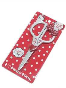 1pc Cute Scissors | Red & White Polka Dot Design, Plastic Bow Handle & Heart Decor, Ideal For Crafting, School & Office Supplies