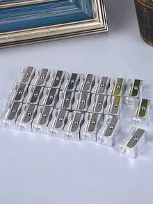 مجموعة 2/4/6/8/10 قطع من مبراة أقلام معدنية صغيرة، مبراة أقلام يدوية من سبيكة الألومنيوم بفتحة واحدة، مناسبة لمتاجر القرطاسية ومنطقة لوازم المدرسة - فضي - مشاهدة 5