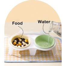 Elevated Ceramic Cat Bowls With PP Stand For Food & Water – Whisker Fatigue Shallow Food Dish, Lead & Cadmium-Free, Raised Height For Cats