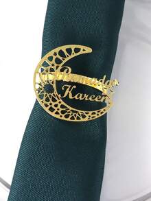 6个星月图案餐巾环，适用于节日派对餐桌装饰、宴会餐巾架 - 彩色 - 查看 6