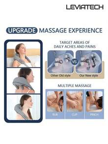 LEVIATECH 3D Kneading Massage Neck & Shoulder Massager, Rechargeable, Office Essential, Mother's Day Gift, Relieve Neck Pain, Upgraded Massage Gun, Portable