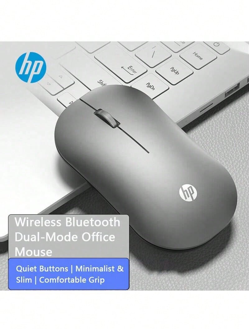 HP Ratón inalámbrico de modo dual DM10: Bluetooth 5.0 + 2.4G, conmutación entre dispositivos, transmisión estable hasta 10 metros, funcionamiento silencioso para oficina, batería de 6 meses de duración, gris metalizado - Gris plomo - Ver 1