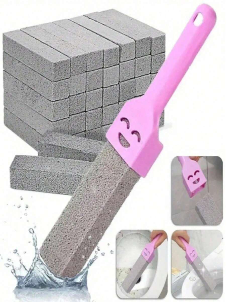 4/3/2/1件装浮石清洁石马桶清洁器，带可替换手柄，强力去污，去除污渍、硬水渍、铁锈，适用于厨房、卫生间、客厅、餐厅 - 彩色 - 查看 1