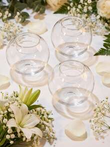 1件/套 欧洲创意水晶圆形耐热玻璃烛台，现代简约内置烛台，简约、时尚、优雅、氛围浓厚，适合搭配简约小蜡烛，日常休闲派对用品，白色蜡烛，婚礼和餐桌蜡烛，浪漫氛围蜡烛 - 無色 - 查看 19