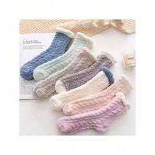 6Pairs Of Warm - Hug Mixed - Color Fluffy Socks: Like A Gentle Embrace For Your Feet! Soft, Plush & In Lovely Assorted Tones. Perfect For Cold Mornings, Lounging Weekends. Style & Comfort In One Pack. - 6 Pairs Of Mixed Colors - 查看 5