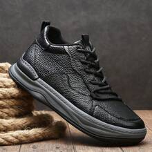 Men's High-Top Casual Clown Shoes Versatile Casual Shoes New Top Layer Cowhide Men's Shoes Sneakers For Men - 黑色(高筒單鞋) - 查看 3