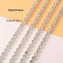 10yards 2mm/4mm Crystal Rhinestone Tight Chain, Crystal Rhinestone Chain For Sewing Or Gluing Decoration On Clothes, DIY Chain Accessories
